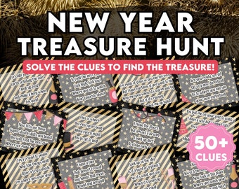 New Year's Eve Scavenger Hunt, Treasure Hunt Game ideal for Teens and Tweens and families. Festive Printable Games for Kids. Printable Game.