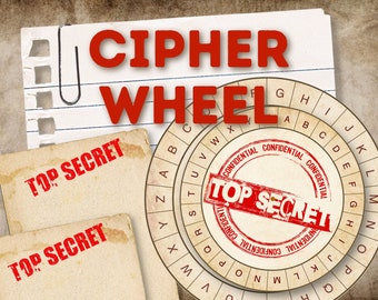 Cipher wheel printable, spy party escape room prop. Fun Spy secret code activity perfect for a birthday party favor.