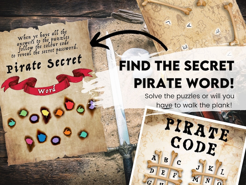 Printable pirate escape room game for kids.