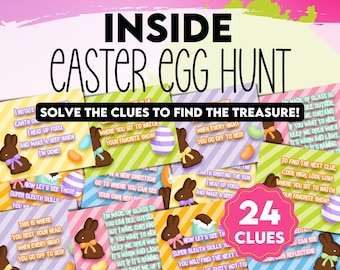 Easter Egg Hunt, Inside Treasure Hunt Game ideal for Kids and Tweens. Easter Printable Games for Kids. Present Hunt Gift Reveal.