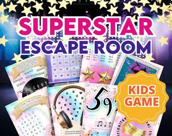Superstar Fun Escape Room for Kids. Printable Puzzle Game. Birthday Party Game with Clues - Tween Puzzle Activity for Camp or Kids Party