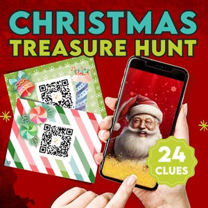 Indoor Christmas Scavenger Hunt With QR Codes, Video Clues with Santa (Printable) Indoor Christmas Treasure Hunt, A fun Party Game