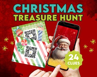 Indoor Christmas Scavenger Hunt With QR Codes, Video Clues with Santa (Printable) Indoor Christmas Treasure Hunt, A fun Party Game