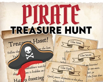 Pirate Treasure Hunt - Fun Printable Scavenger Hunt Game for Kids - Perfect for Family Game Night or Pirate Birthday Party