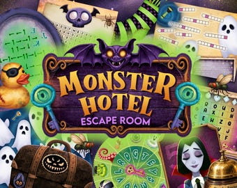 Monster Hotel Halloween Escape Room for Kids | Printable Puzzle Game | At Home Escape Room Kit