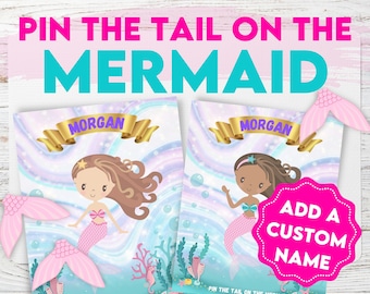 Pin the Tail on the Mermaid Party Game: Personalized Birthday Activity (Digital Download)
