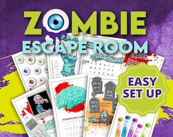 Zombie Escape Room Kids Gane. Printable Puzzle Game. Birthday Party Game. Tween Puzzle Activity for Halloween or Family Game Night