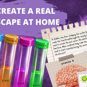Zombie escape room printable kit for kids. Fun halloween Escape room party game, solve puzzles and clues. Family friendly puzzle game. image 6