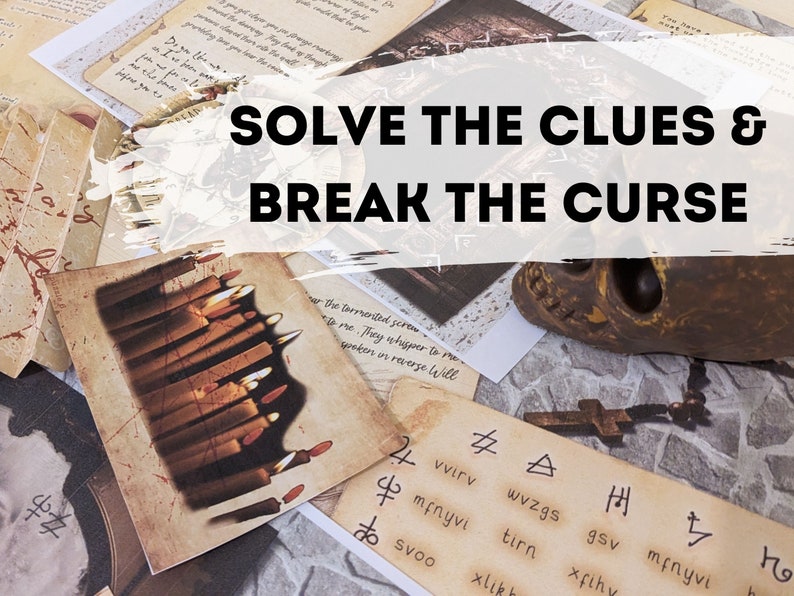 Escape room game. DIY Printable Puzzle Adventure for Adults, Teens. Escape Room Printable. Solve puzzles and escape. Cursed Crypt Escape Kit image 5