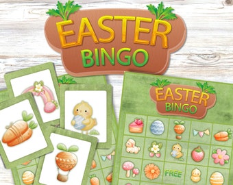 Easter Bingo. Easter Activity For Kids, Adults and Groups. Printable Easter Games. Easter Party Game. Spring Bingo Cards