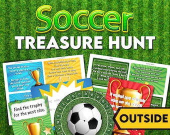 Soccer Birthday Scavenger Hunt. Outside Treasure Hunt Birthday Present Game, with Puzzles, Codes and Clues. Instant Download Printable.