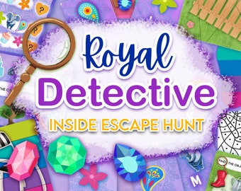 Royal Detective Kids Escape Room Treasure Hunt. Princess party inside activity. Great for early readers. A fun inside birthday activity.