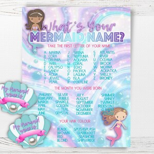 Mermaid Name Party Game. Party Decoration Printable. Whats Your Mermaid ...