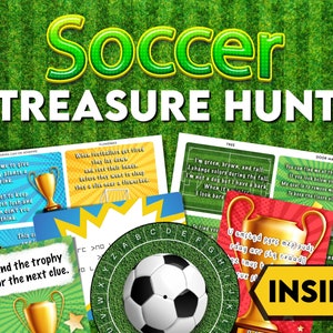 Soccer Birthday Treasure Hunt. Birthday present hunt. Indoor Activity, Puzzle Games. Birthday Scavenger Hunt, Instant Download. Printable image 1