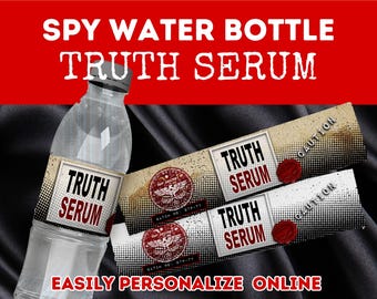 Spy Party Truth Serum Water Bottle Labels (Digital Download)