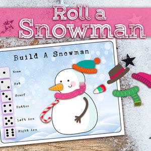 Roll a snowman game. Fun family Christmas printable.