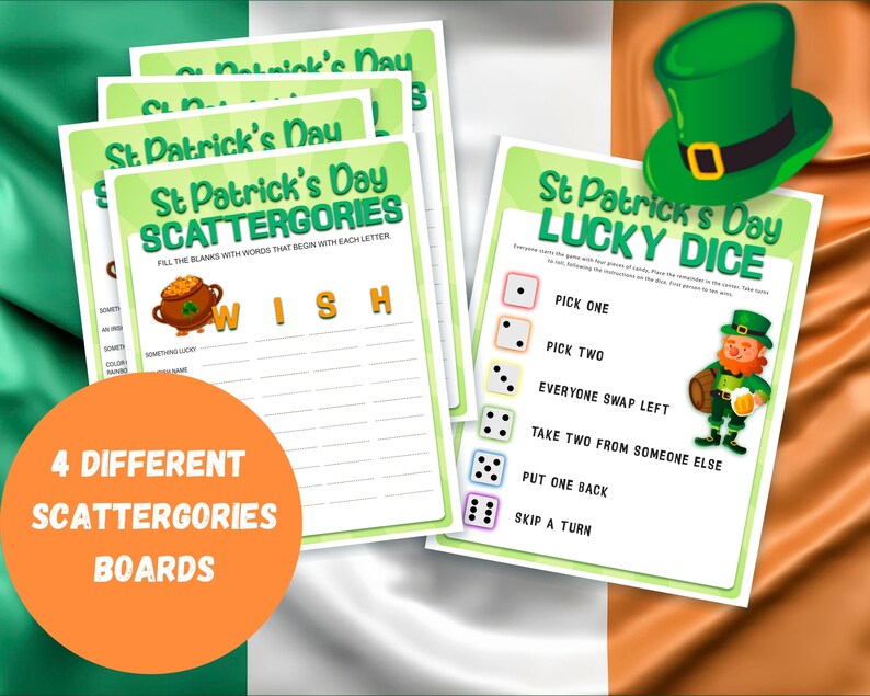 St Patrick's Day Game Bundle. Celebrate the luckiest day of the year with our printable party games and props for kids & adults. image 3