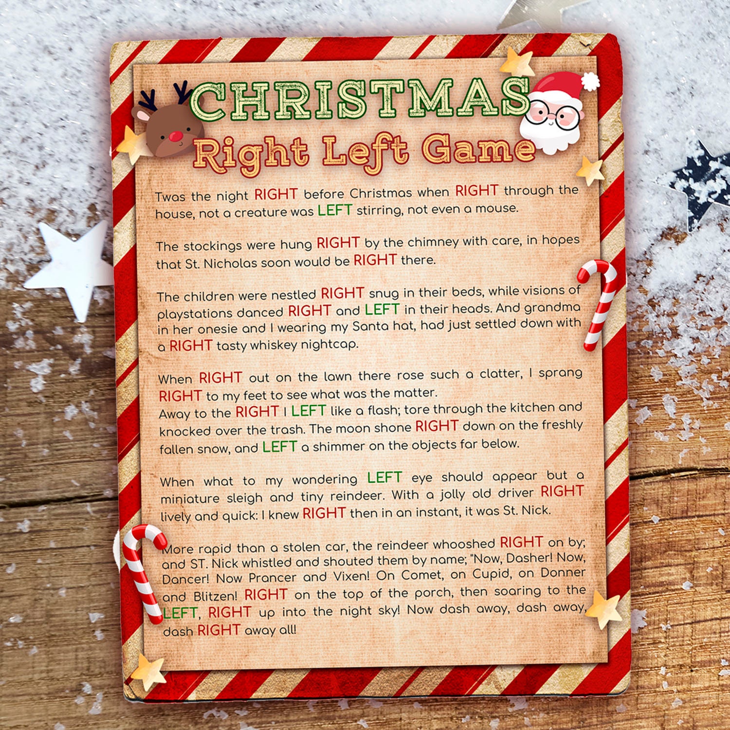 Christmas Game. Right Left Night Gift Exchange Christmas Story Etsy Christmas Game Right Left Story