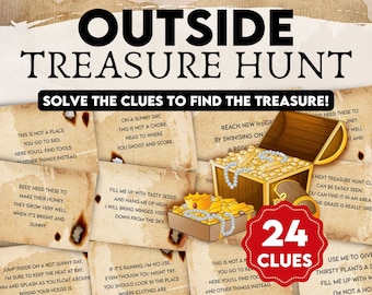 Outside Scavenger Hunt, Treasure Hunt Game ideal for Teens and Tweens. Birthday Printable Games for Kids. Present Hunt Gift Reveal.