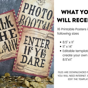 Pirate Decor, Pirate Party Signs. Printable Pirate Posters to Print at Home. Birthday Party Decor to Download, Print and Play image 3