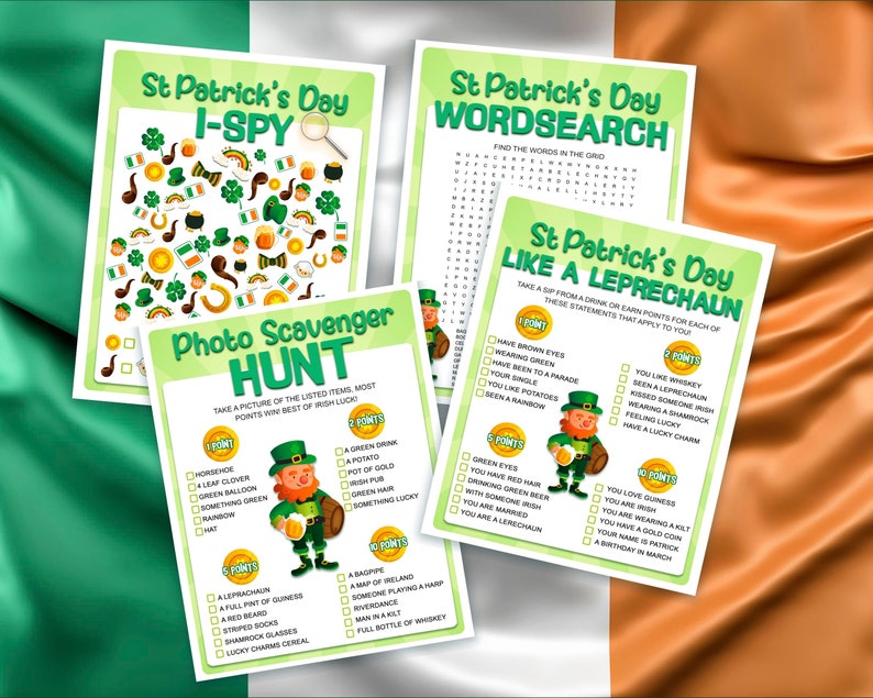 St Patrick's Day Game Bundle. Celebrate the luckiest day of the year with our printable party games and props for kids & adults. image 2