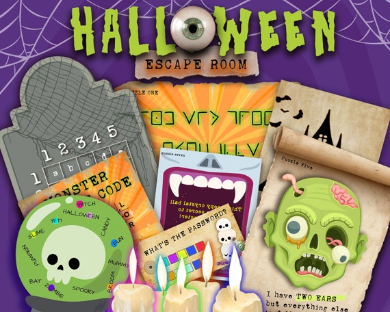 Halloween Escape Room Printable Kit For Kids Fun Halloween Party Game Solve Puzzles And Clues Family Friendly Puzzle Game By Lock Paper Escape Catch My Party