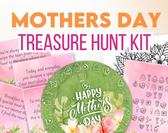 Mothers Day treasure hunt, and coupon book. Gift activity kit. Mothers day activity with, gift basket, secret message kit and more!