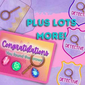 Kids escape room extras. Congratulations certificate and printable detective badges.