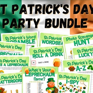 St Patrick's Day Game Bundle. Celebrate the luckiest day of the year with our printable party games and props for kids & adults. image 1
