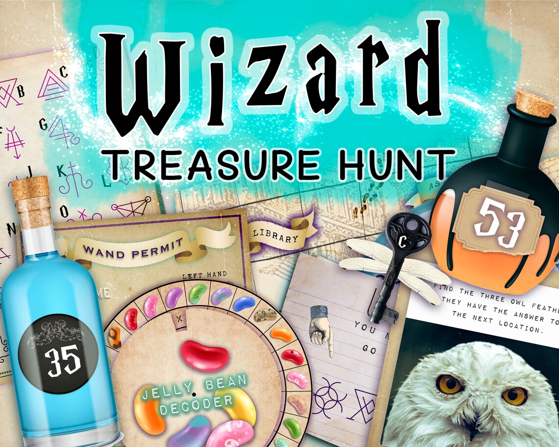 Wizard Treasure Hunt Escape Game Printable Puzzle Kit Family Etsy
