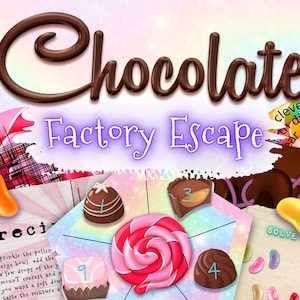 Kids escape room game. The chocolate factory escape.