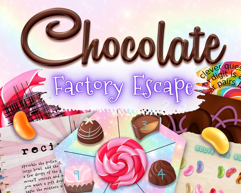 Kids escape room game. The chocolate factory escape.