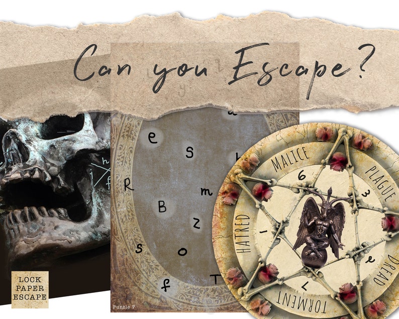 Escape room game. DIY Printable Puzzle Adventure for Adults, Teens. Escape Room Printable. Solve puzzles and escape. Cursed Crypt Escape Kit image 8