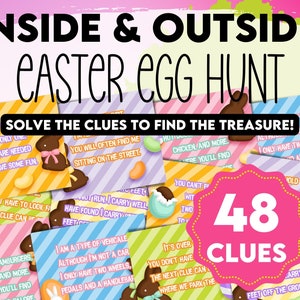 Easter Egg Hunt, Outside and Inside Treasure Hunt Game ideal for Kids and Tweens. Easter Printable Games for Kids. Present Hunt Gift Reveal.