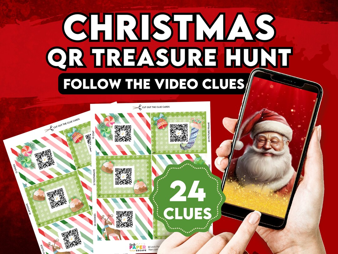 Christmas Treasure Hunt, Video Scavenger Hunt With Santa Himself. Festive Printable Gift Reveal 
