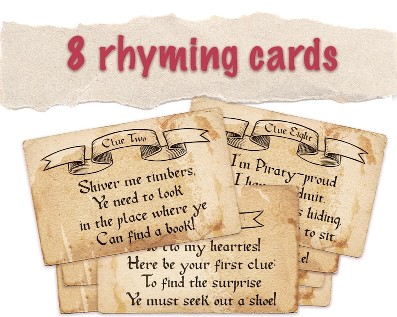 Kids treasure hunt clues pirate birthday game. Scavenger ...