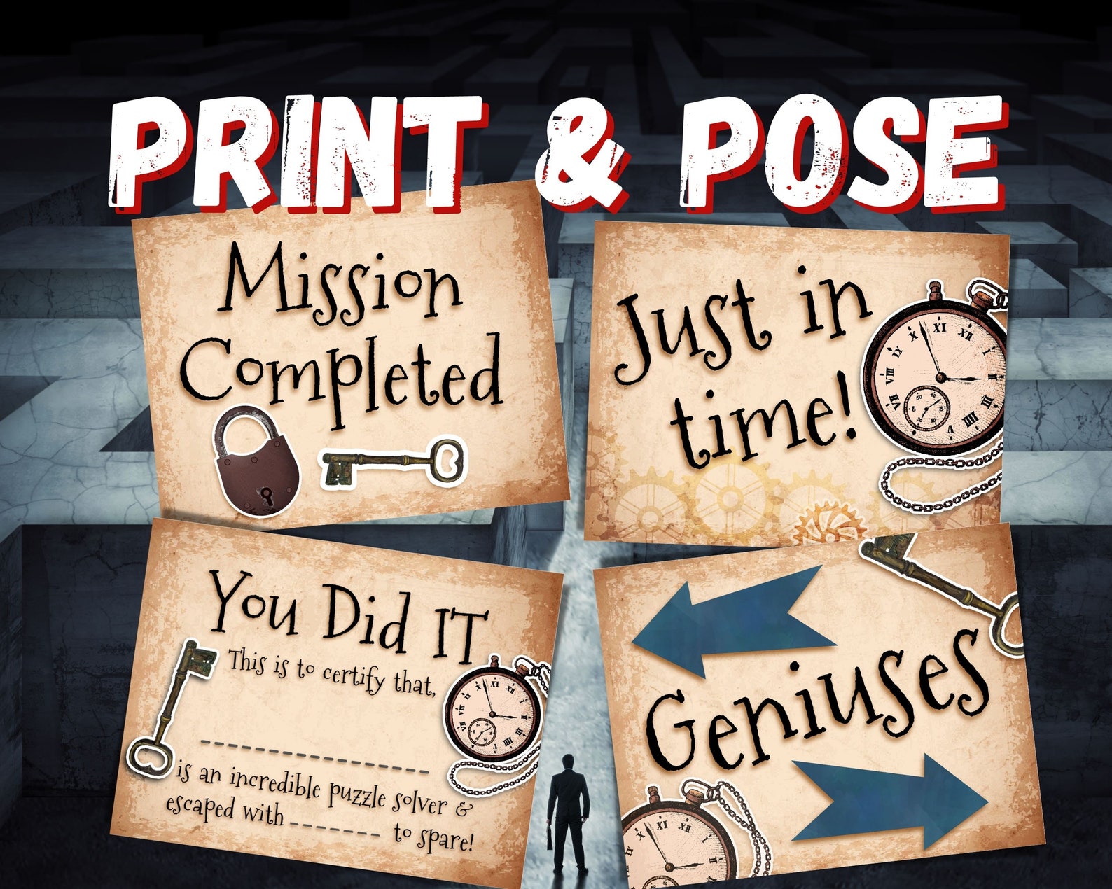 Escape Room Photo Prop Printable. Escape Room Signs Fun Photo - Etsy