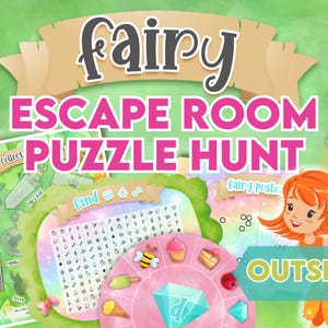Fairy Escape Room Hunt. Fairytale Birthday Present Hunt, Surprise Present Reveal. Outside secret code hunt game. Decode the Clues.