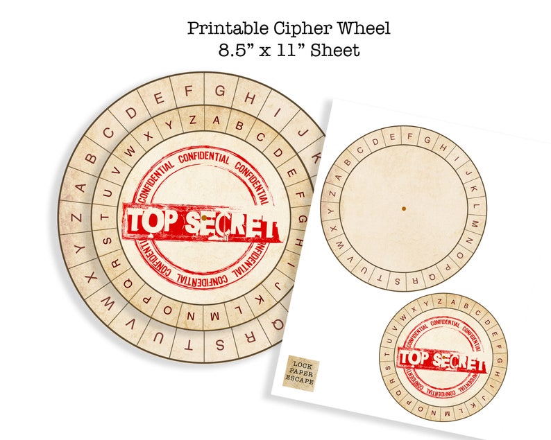 Cipher wheel printable spy escape room prop. Fun Spy secret | Etsy