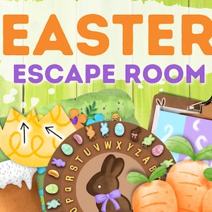 Easter Escape Room. Kids Escape Room Game. Family fun party printable game. Solve the puzzles and save Easter. Great Fun Easter Activity