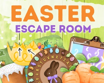 Easter Escape Room. Kids Escape Room Game. Family fun party printable game. Solve the puzzles and save Easter. Great Fun Easter Activity