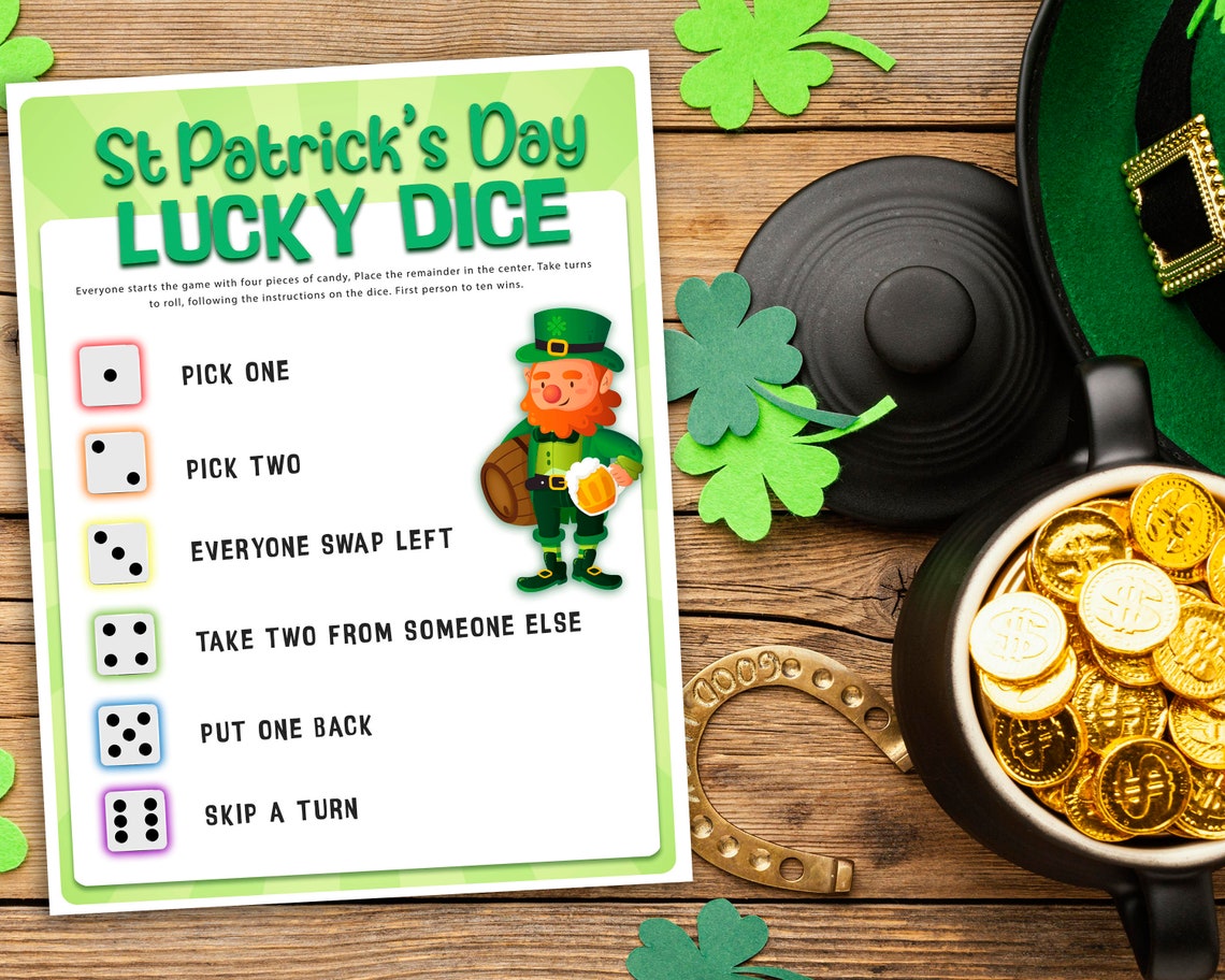 st patricks day roll dice addition