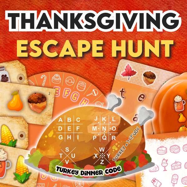 Thanksgiving Escape Room Hunt. Fun Thanksgiving game, solve secret codes and hunt for treasure in this fab kids Thanksgiving activity.