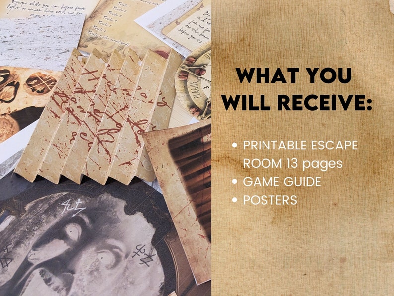 Escape room game. DIY Printable Puzzle Adventure for Adults, Teens. Escape Room Printable. Solve puzzles and escape. Cursed Crypt Escape Kit image 2