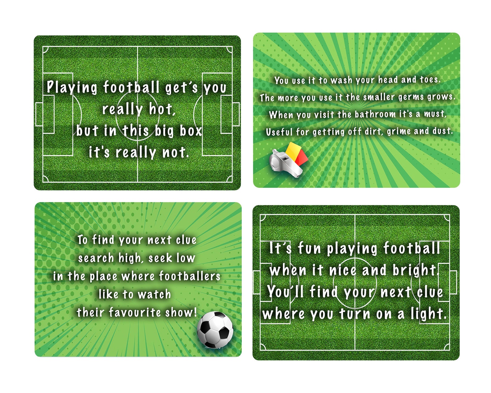 Soccer birthday treasure hunt clues. Scavenger hunt clues. Etsy