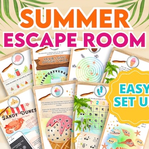 Summer Fun Escape Room for Kids. Printable Puzzle Game. Birthday Party Game with Clues - Tween Puzzle Activity for Camp or Family Game Night