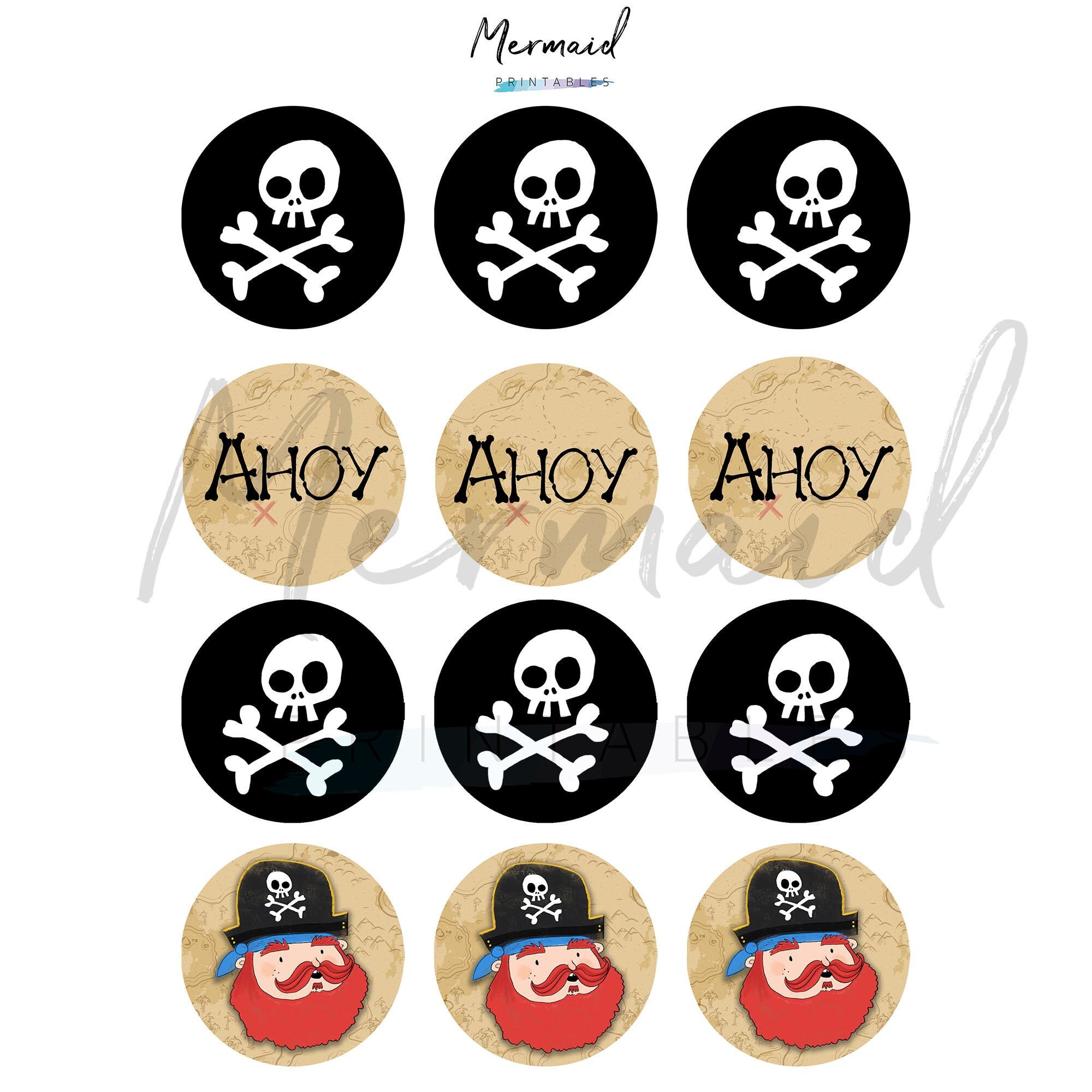 Pirate birthday. Printable pirate cupcake toppers with | Etsy