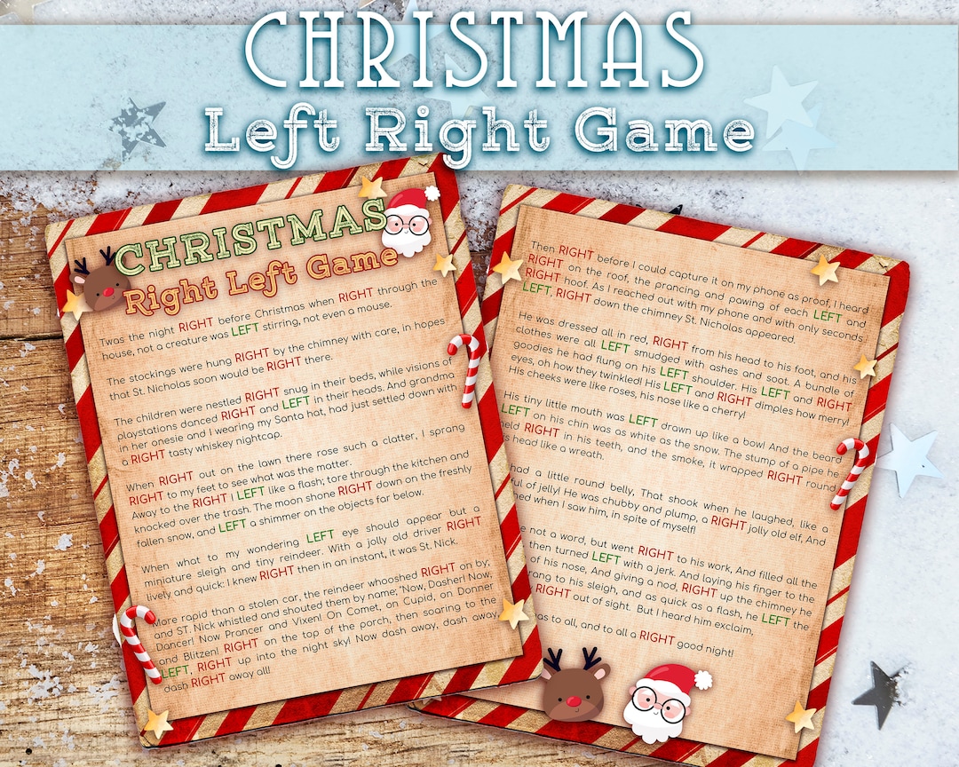 Christmas Game. Right Left Night Gift Exchange Christmas Story Game