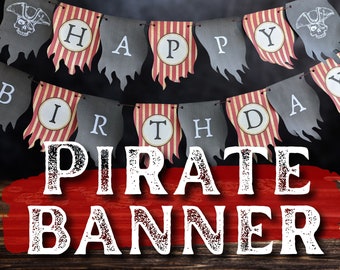Pirate Decor, Pirate Party Banner. Printable Pirate Banner to Print at Home. Editable Party Decor to Download and Print!