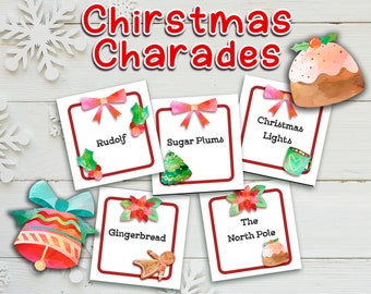 Christmas  Charades Card Game. Family.
